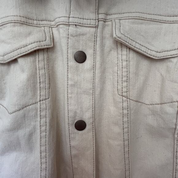 NWT Lane Bryant Women’s Ivory Jean Jacket Snap Closure Bomber Biker Plus Size 28 - Picture 11 of 15